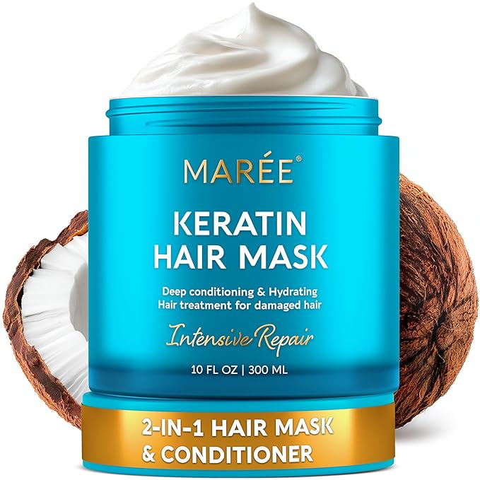 MAREE Deep Conditioning Hair Mask for Damaged Hair Treatment – Keratin Hair Care for Hydrating Growth Repair Moisturizing – Dry Curly Color Refreshing – Tratamiento Mascarilla Para el Cabello Seco